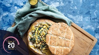 Gevuld Turks brood met tuinbonen feta en tahinimayonaise  Klaar in 20 minuten [upl. by Josh535]