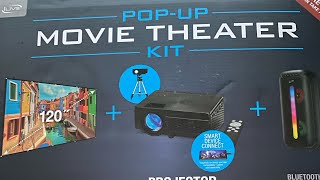 UNBOXING ILIVE MOVIE THEATER KIT W PROJECTOR  120’ SCREEN  BLUETOOTH SPEAKER 2024 [upl. by Anoed]