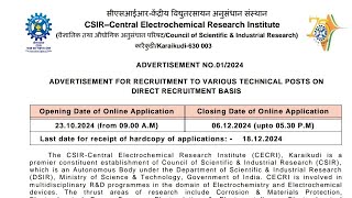 Csir new recruitment 2024 latest job updates in hindi csir recruitment latest engineering jobs ll [upl. by Akired99]