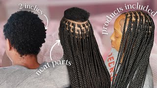 What you need to know doing knotless braids on short hair  TWA 2 inch hair [upl. by Neely]