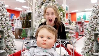 Shopping with Reborn Baby Dolls Simon and Olivia for Christmas and Haul [upl. by Lusty]