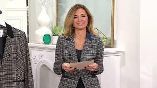 Tailored by Susan Graver Jacquard Knit Blazer with Faux Suede Trim on QVC [upl. by Quartis]