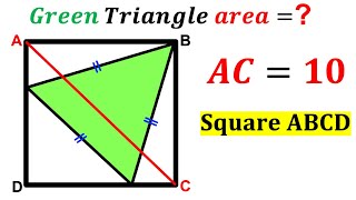 Can you find area of the Green shaded Triangle  Square  math maths  geometry [upl. by Arral]