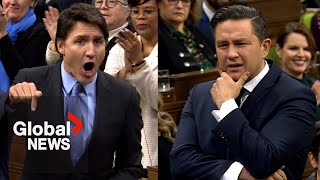 Poilievre claims Trudeau is quotlosing controlquot with quotscreaming and holleringquot while answering question [upl. by Ilhsa]