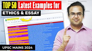 TOP 50 Latest Examples for Ethics and Essay  UPSC Mains 2024 [upl. by Frost]