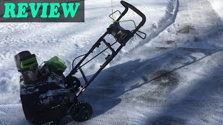 Review GreenWorks 2600402 Pro 80V 20Inch Cordless Snow Thrower 2019 [upl. by Ahsea]