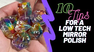 Sanding inking and polishing resin dice  10 Tips for a lowtech mirror polish on handmade dice [upl. by Suk]