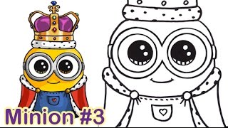 How to Draw Minion King Bob Cute Step by step [upl. by Adnor]