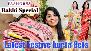 Latest😊 Festive kurtiKurta set Haul  Rakshabandhan special  FASHOR haul  fashion fusions [upl. by Derward958]