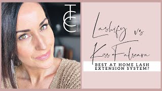 Lashify versus Kiss Falscara Application Wear Test and Comparison of At Home Lash Extensions [upl. by Ilonka]