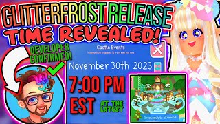 RELEASE TIME amp DATE CONFIRMED FOR GLITTERFROST BY LAUNCE ROBLOX Royale High Winter 2023 News [upl. by Seka]