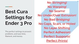 Ender 3 Pro Perfect Cura Settings  3D Printing [upl. by Anir570]