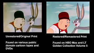 The Wacky Wabbit 1942  restored and unrestored print comparison [upl. by Charlotte]