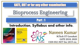 Part 1  Bioprocess Engineering  GATE  DBT  Biotechnology  NS Online Education [upl. by December]