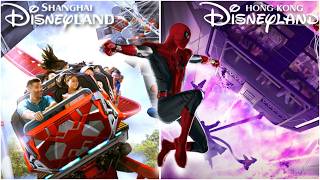 SPIDERMAN COASTER amp quotTOWER OF TERRORquot Rides  Shanghai amp Hong Kong Disney [upl. by Dam]