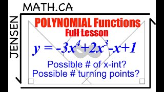 12 Polynomial Functions  Full Lesson  Grade 12 MHF4U jensenmathca [upl. by Newfeld]