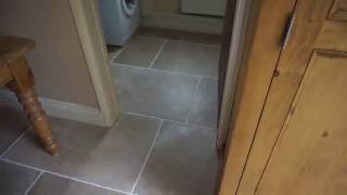 Kitchen Natural Stone Tiling  Chambery Tumbled Limestone Tile Installation [upl. by Boatwright868]