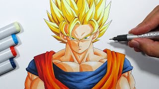 How To Draw Goku Super Saiyan 2  Step By Step Tutorial [upl. by Ynnob]