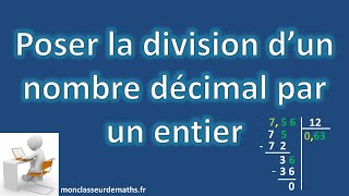 Poser la division dun nombre décimal par un entier [upl. by Nakashima]