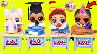 LOL Surprise Dolls Lil Sisters in Playmobil SCHOOL [upl. by Niltak]