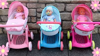 Baby Dolls Pram Stroller Unboxing Review Play Masha amp The Bear Hello Kitty  Disney Frozen Prams [upl. by Warfield]