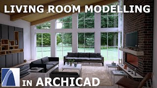 Living Room Interior Modelling in Archicad Tutorial [upl. by Maxim]