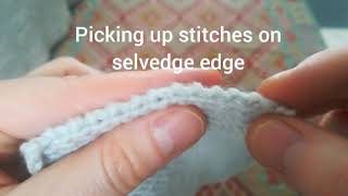 Picking up stitches on selvedge edge [upl. by Malcah]