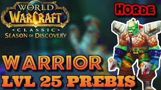 WARRIOR LVL 25 PREBIS GUIDE Horde  SEASON OF DISCOVERY [upl. by Safier]