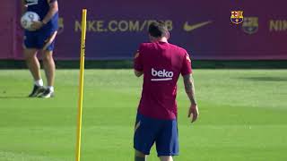 Lionel Messi and new signing Miralem Pjanic train with FC Barcelona [upl. by Maxentia399]