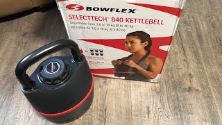 Bowflex Selecttech 840 Kettlebell Unboxing amp Overview  Kettle Ball Workout 8  40 lbs [upl. by Darcia]