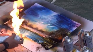 Amazing Spray Paint Art Fire Technique [upl. by Kendell]