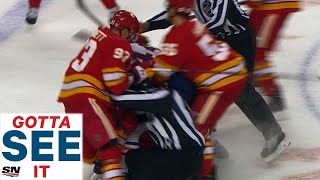 GOTTA SEE IT Zack Kassian Goes After Matthew Tkachuk Causing Another Oilers Flames Brawl [upl. by Kelly63]