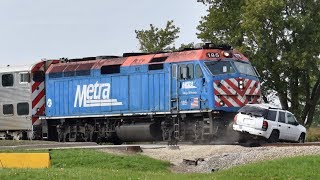 Metra train hits car in Manhattan IL 93018 [upl. by Acinoda]