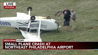 Flight school plane flips after crash at Northeast Philadelphia Airport [upl. by Siva203]