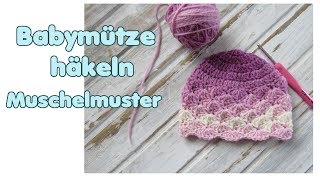 Babymütze häkeln Muschelmuster [upl. by Sissy]