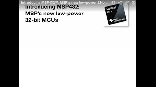 Introducing MSP432™ MSP’s new lowpower 32bit ARM® Cortex®M4F MCUs [upl. by Barny]