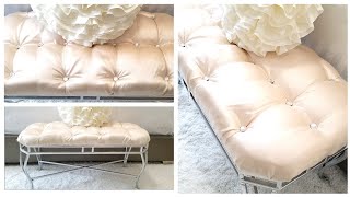 DIY Furniture Makeover  DIY Tufted Bench [upl. by Ahsinwad]