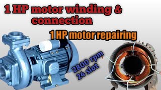 1 HP motor winding  Single phase motor winding amp connection diagram  1hp water motor repairing [upl. by Elo]