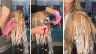 Learn the art of color blocking blondes  Hair color placement and application techniques [upl. by Ennagrom]