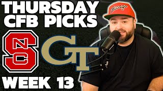 Thursday CFB Picks amp Predictions Week 13  College Football Picks With Kyle Kirms [upl. by Arodnap199]