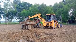 jcb 3dx backco loader working and tractor loading nanarahi tractor [upl. by Sirtimed]