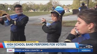 Decatur High School band performs for voters [upl. by Medin435]