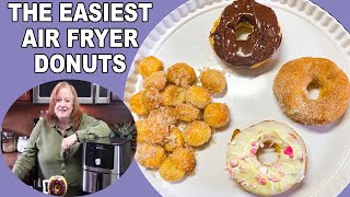 The Easiest AIR FRYER DONUTS Topped the Way you Like [upl. by Seebeck]