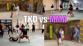 Two Taekwondo BLACK BELTS Challenge MMA Fighter [upl. by Philine]