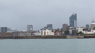 A scenic view of Portsmouthfilmed from ship entering entering Portsmouth HarbourHampshire England [upl. by Noimad887]