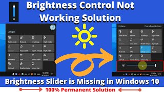 Brightness Control Not Working Solution🔆✔  Brightness Slider is Missing in Windows 10  100 Fixed😃 [upl. by Higgins77]