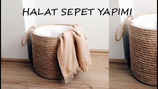 DIY  Halat Sepet yapımı  Rope Basket [upl. by Karlens]