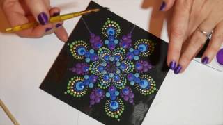 How to paint dot mandalas with Kristin Uhrig 6 Peacock design [upl. by Howland]