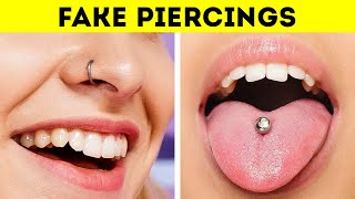 EFFECTIVE BEAUTY HACKS  FAKE PIERCINGS amp TATTOOS [upl. by Neille]