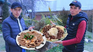 BESHBARMAK  From horse meat  Kazakh national dish  Street food [upl. by Ehcropal]